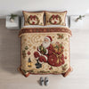 Christmas Santa Quilted Bedding Set, Cozy Holiday Quilt Cover