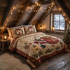 Christmas Santa Quilted Bedding Set, Cozy Holiday Quilt Cover