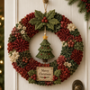 Christmas Wreath DIY Craft Kit, Beginner No-Sew Poke Art Set