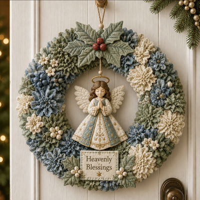 Christmas Wreath DIY Craft Kit, Beginner No-Sew Poke Art Set