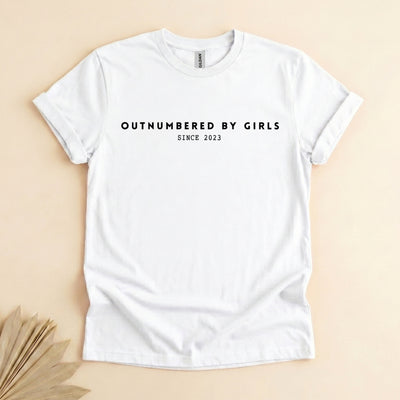 Custom Outnumbered by Girls Tee, Personalized Dad Name, Father Gift