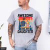 sportgreyAwesome like my daughter dad t-shirt showing a father and daughter sitting on a bench watching a forest sunset together