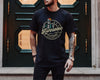 Black unisex t-shirt with a cool skeleton in sunglasses and cap flashing peace signs, awesome like my daughter shirt graphic