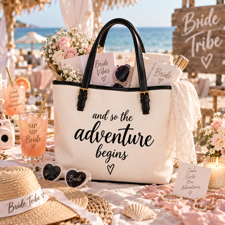 Bachelorette Tote Bag, And So the Adventure Begins Bride Gift