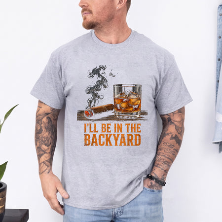 Backyard Cigar and Whiskey T-Shirt, Funny Bourbon Lover Tee