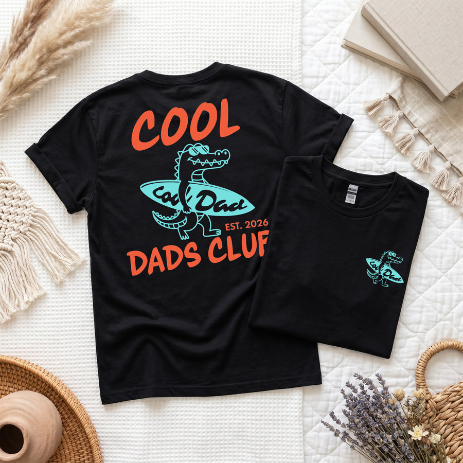 Personalized Cool Dads Club Shirt, Custom Name Surf Alligator Tee