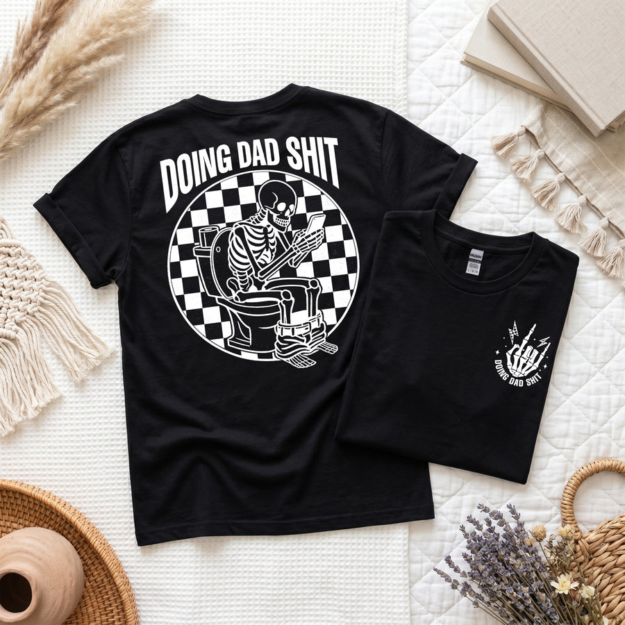 Funny Dad Shirt, Skeleton on Toilet Tee, Father's Day Gift
