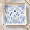 Something Blue Floral Bride Bridesmaid Maid Of Honor Ceramic Jewelry Dish