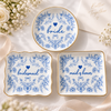 Something Blue Floral Bride Bridesmaid Maid Of Honor Ceramic Jewelry Dish
