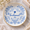 Something Blue Floral Bride Bridesmaid Maid Of Honor Ceramic Jewelry Dish