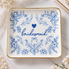 Something Blue Floral Bride Bridesmaid Maid Of Honor Ceramic Jewelry Dish