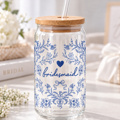 Something Blue Florals For The Bride And Her Girls 16oz Sipper Glass