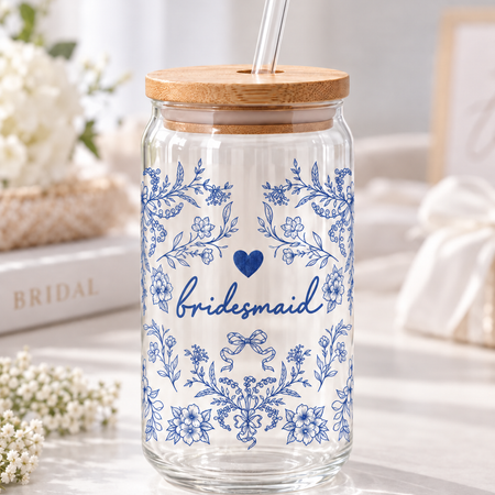 Something Blue Florals For The Bride And Her Girls 16oz Sipper Glass
