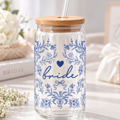 Something Blue Florals For The Bride And Her Girls 16oz Sipper Glass