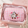 Silly Goose Bride With Wine Glass - Embroidered Quilted Makeup Bag