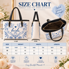 Something Blue Floral Bride And Bridesmaid Gift Leather Tote Bag