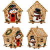 Christmas DIY Pearl Art Kit, Festive Wooden House Craft Set