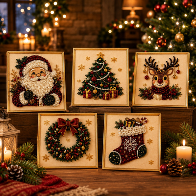 Christmas Pearl Diamond Art Kit, Festive Santa Bead Craft