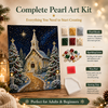 Pearl Diamond Art Kit for Christmas, Snowy Church Wall Decor