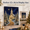 Pearl Diamond Art Kit for Christmas, Snowy Church Wall Decor