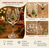 Christmas Wine Glasses Gift Set, Festive Holiday Goblets Box