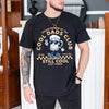 black cool dads club t-shirt with a retro cartoon beer mug in sunglasses flashing a peace sign, reading Still Cool Just Tired
