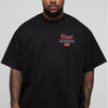 BLACK unisex t-shirt with a retro Cool Grandpas Club graphic printed on the left chest in red and dark lettering.