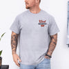 Sportgrey unisex t-shirt with a retro Cool Grandpas Club graphic printed on the left chest in red and dark lettering.