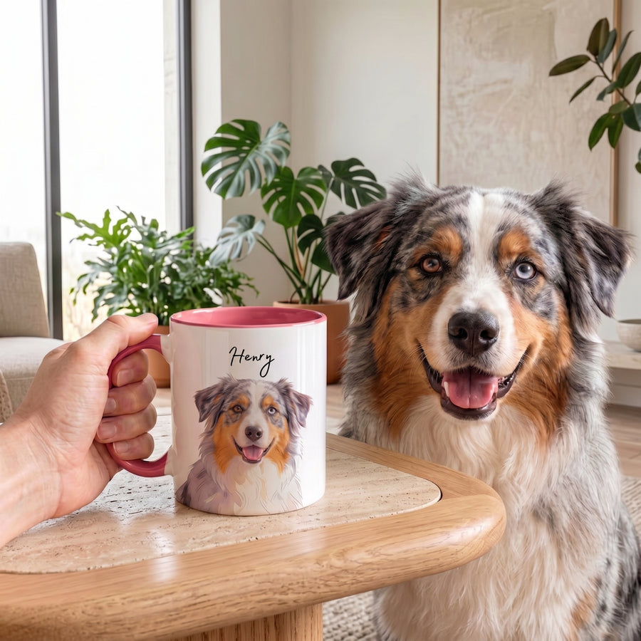 Custom Pet Photo Mug with Name, Funny Dog Mom Coffee Cup Gift