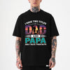 Black unisex dad and papa shirt with retro sunset silhouette and bold I Have Two Titles Dad And Papa And I Rock Them Both graphic
