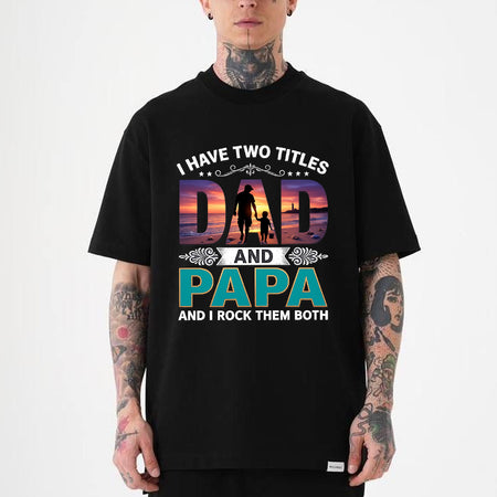 Dad and Papa Shirt, Retro Sunset Silhouette, Father's Day Tee