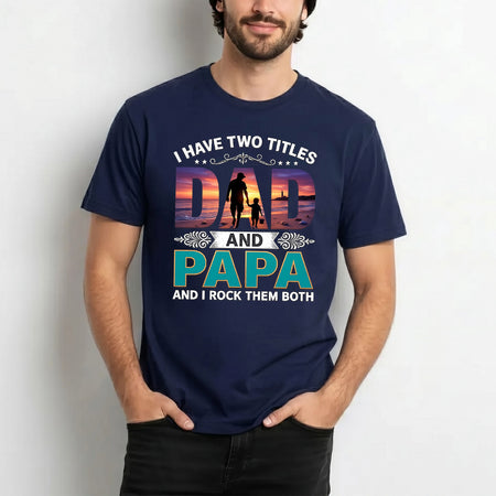Dad and Papa Shirt, Retro Sunset Silhouette, Father's Day Tee
