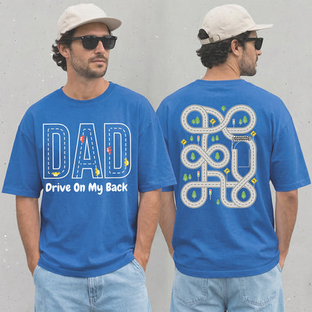 Dad Car Track Shirt, Funny Back Playmat Tee for Father's Day