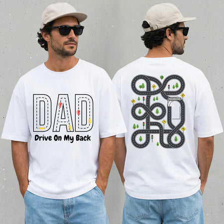 Dad Car Track Shirt, Funny Back Playmat Tee for Father's Day
