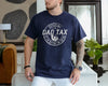 Black unisex t-shirt with distressed stamp graphic reading Official Dad Tax If I'm Buyin' I'm Tryin', dad fathers day gifts idea
