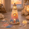 DIY Coastal Christmas Lighthouse Kit, Sea Glass Craft for Adults