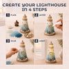 DIY Coastal Christmas Lighthouse Kit, Sea Glass Craft for Adults