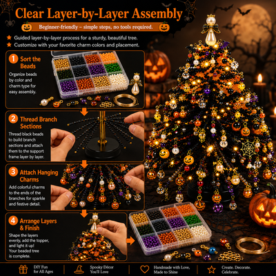 DIY Crystal Bead Halloween Tree Kit, Sparkling Desk Decoration
