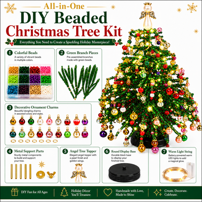 DIY Crystal Bead Christmas Tree Kit, Sparkling Desk Decoration
