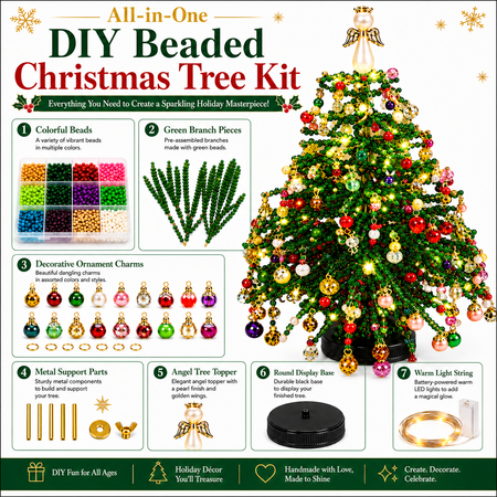 DIY Crystal Bead Christmas Tree Kit, Sparkling Desk Decoration