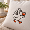 Silly Goose Bride Holding Wine, Wedding Gift - Embroidered Pillow