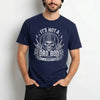 navy unisex tee with skull graphic wearing a cap, chain, roses and text It's Not A Dad Bod It's A Father Figure