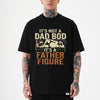 Black unisex t-shirt with funny dad bod father figure graphic and bold text, perfect Father's Day gift tee