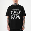 Black unisex t-shirt with bold white distressed text reading Awesome Like My Daughter, funny dad shirt from daughter