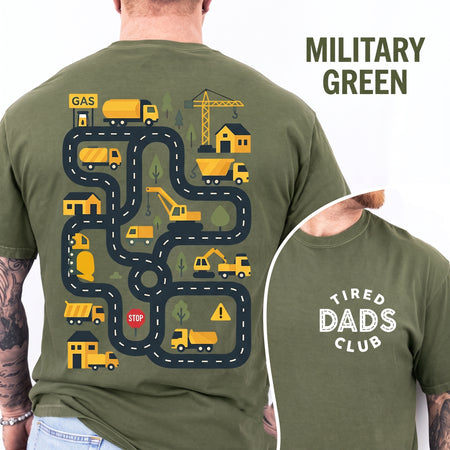Construction Road Track Dad Tee, Tired Dads Club, Father's Day Gift