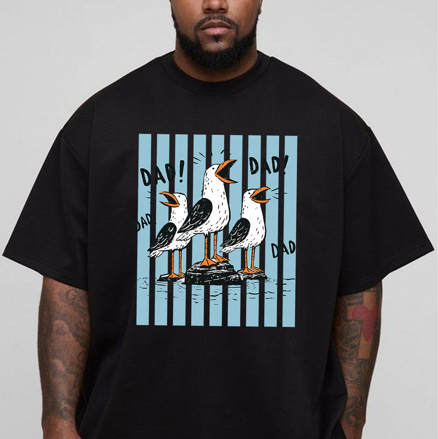Funny Father's Day Seagull T-Shirt, Screaming Dad Birds Tee