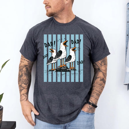 Funny Father's Day Seagull T-Shirt, Screaming Dad Birds Tee