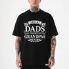 Black unisex t-shirt with white graphic text reading Great Dads Get Promoted to Grandpas, funny grandpa shirt for dads