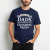 navyunisex t-shirt with white graphic text reading Great Dads Get Promoted to Grandpas, funny grandpa shirt for dads