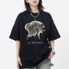 Black unisex funny raccoon graphic tee featuring a chubby cartoon raccoon hugging a tree stump with the name Jimothy below